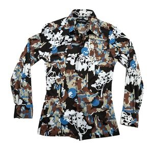 Vintage Johnny Miller Shirt Mens Sm Sears Disco 1970s Abstract Loud Stretch Club